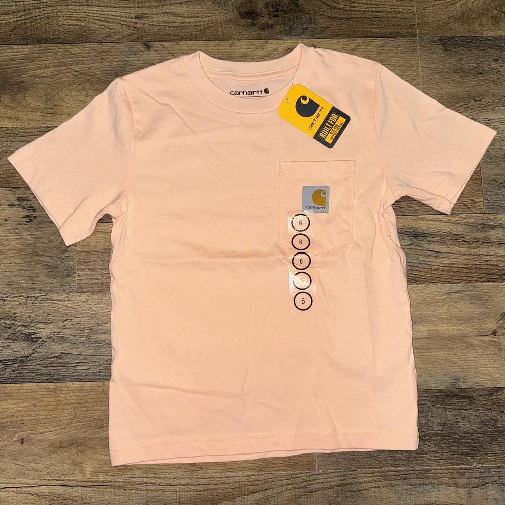 Carhartt T Shirt Short Sleeve Size 6 Youth Peach Model No. TK6514-B